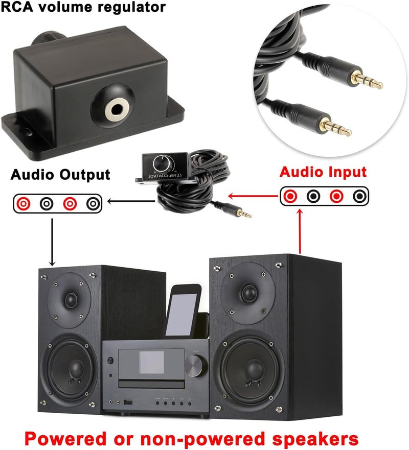 JAMHER Universal Car Amplifier Level Controller Car Audio Control Knob Sub Amp Volume Control Cable with 3.5mm Wire for Car Motorcycle Speakers Home Theater - Image 5